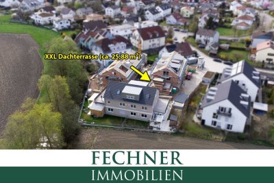 3-ZKB-Wohnung (1. OG, Aufzug) mit XXL-Dachterrasse (25,88m²!), Wallbox vorbereitet, ruhige Lage!