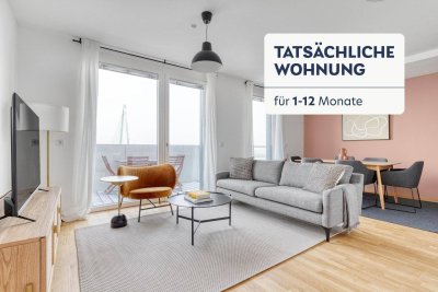 Marinatower: U2 Donaumarina, 4 Zi mit Balkon und Ausblick aufdie Donau, Gym, Sauna, Shops im Tower (VIE243)