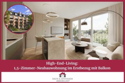 High-End-Living: 1,5-Zimmer-Neubauwohnung im Erstbezug mit Balkon