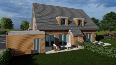 Doppelhaushälfte in zentraler Lage von Wardenburg! Schlüsselfertig inkl. Gartenanlage & Carport