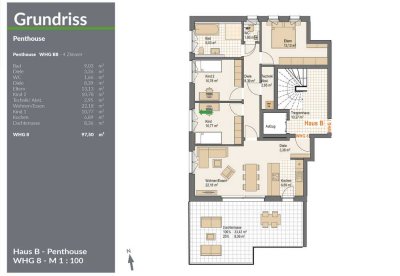 Penthouse Eigentumswohnung mit Dachterrasse, Stellplatz, Süd/West-Ausr.