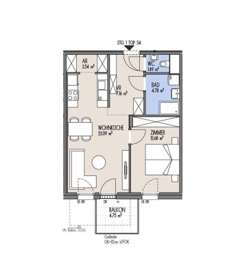 NordGlück - 2-Zimmer Wohnung mit Balkon - Top 01-054