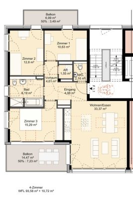 Stilvolle 4-Raum-Wohnung mit gehobener Innenausstattung mit Einbauküche in Waltenhofen