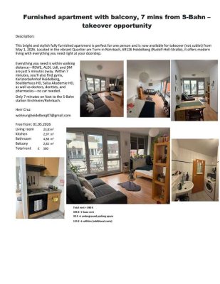 Möblierte 1-Zimmer-Loft mit Balkon & TG-Stellplatz in Heidelberg – frei ab 01.05.2026
