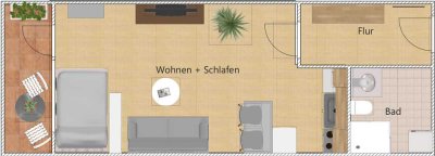 Geschmackvolle 1-Raum-Wohnung mit Balkon und EBK in Prien am Chiemsee