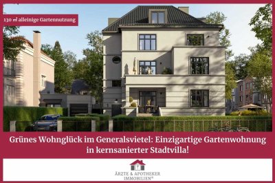 Grünes Wohnglück im Generalsvietel: Einzigartige Gartenwohnung in kernsanierter Stadtvilla!