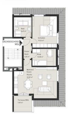 3-Zimmer Dachgeschosswohnung mit Balkon in München-Perlach