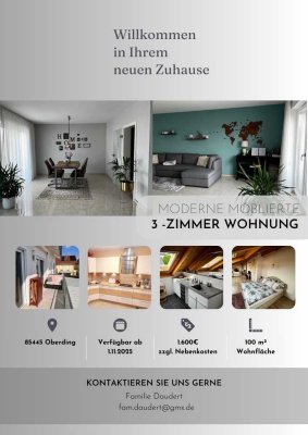 Möblierte 3-Zimmer-Wohnung mit Südbalkon in Oberding, Flughafennähe