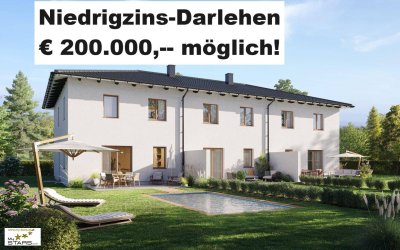 Neubau inkl. Grundstück in Ried-Hohenzell - sonniges Süd/West Reihenhaus: Belagsfertig