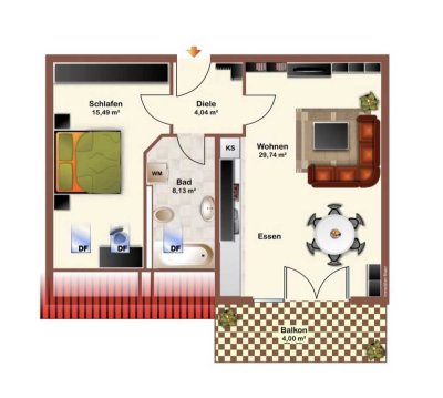 ruhig gelegene sehr gepflegte DG-Wohnung in Bad Birnbach