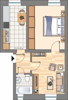 2 Zimmer-Erdgeschoss-Wohnung in Riemke