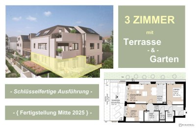 PROVISIONSFREI | Wohnen im Villenviertel | 3 Zimmer Wohnung mit Eigengarten &amp; Terrasse (EG) | Hügelgasse | Fertigstellung Mitte 2025 (Gebäude B - Top 1)