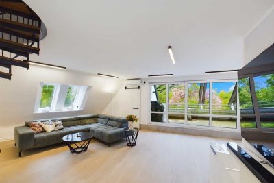 Solln Isarlage, hochwertig modernisierte Maisonette mit Galerie, Kamin in Top-Ausstattung