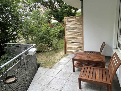 Vollmöbliert - Tolle 1-Zimmer Wohnung mit 43m² im EG mit Terasse / Garten
