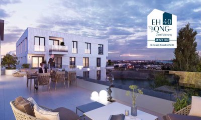Wohnen mit Urlaubsflair: 3-Zi.-Neubau mit 2 Bädern direkt am See. Dank EH 40 + QNG KfW-förderfähig
