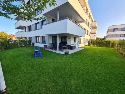 Neuwertige 3 Zi.- EG-Wohnung mit freiem, schönem Ausblick, Terrasse u. 200m²  Gartenfläche