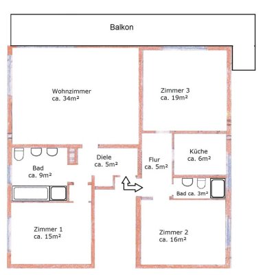 Gepflegte 4-Zimmer-Wohnung mit Balkon im 2. OG in Offenbach-Bürgel