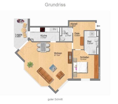 EBK Inklusive! 2-Zimmer-Wohnung in Düsseldorf-Ludenberg