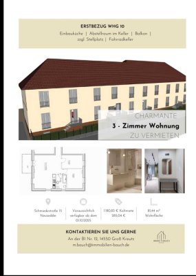 Erstbezug mit Balkon und EBK: Stilvolle 3-Zimmer-Wohnung mit geh. Innenausstattung in Seddiner See