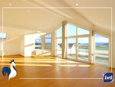 Goldene Aussichten! 4,5-Zimmer-Dachgeschoss-Wohnung, Fernblick, Südbalkon, 2 Bäder, 2-TG-Stellplätze