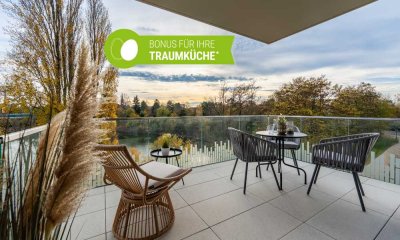 Wohntraum inklusive Küchenbonus*! Neubau 4-Zimmer-Wohnung auf ~100 m² mit 2 Bädern und Balkon am See