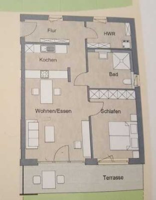 Exklusive, neuwertige 2-Raum-EG-Wohnung mit Balkon und Einbauküche in Altfeld