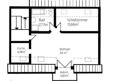 Geschmackvolle 2-Raum-DG-Wohnung mit Balkon und Einbauküche in Trebur