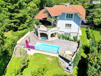 RIESIGER POOLBEREICH MIT AUSBLICK ÜBER GRAZ!! Exklusives Einfamilienhaus in Eggenberg mit Pool, XXL-Terrasse &amp; Traumgarten – Ihre private Oase in Graz!