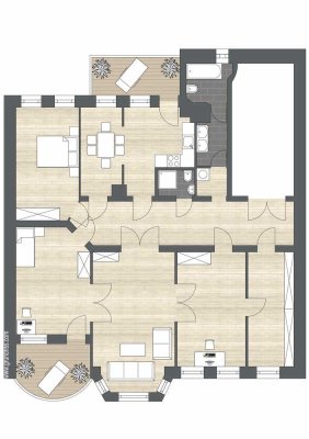 Frisch renovierte 5-Zimmer-Altbauwohnung mit 2 Balkonen und Stuck