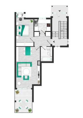 Gut geschnittene 2-Zimmerwohnung mit  Garten und Tiefgaragenstellplatz in Rosenheim Süd