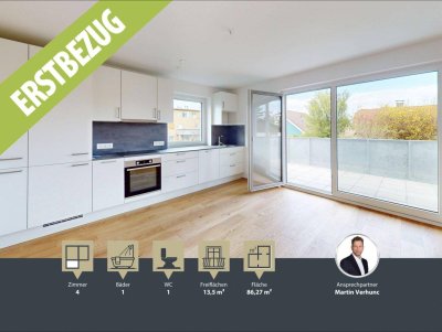 Neubau || Erstbezug - 4 Zimmer-Wohnung mit Balkon || 1.OG || Nähe Aspern - Essling