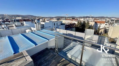 Luxuriöse Penthouse mit Pool, große Terrassenflächen, beeindruckendem Fernblick auf Kahlenberg, Wilhelminenberg!