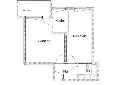 Modernisierte 2 ZW, kl. sep. Küche, EG mit Terrasse!