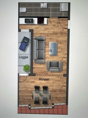 Freundliche 1-Zimmer-Dachgeschosswohnung mit Balkon in Ottersweier