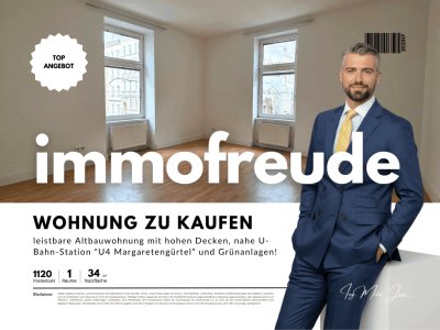 Leistbare 1-Zimmer-Altbauwohnung mit Lift, süd-ostseitig gelegen | U4 Margaretengürtel
