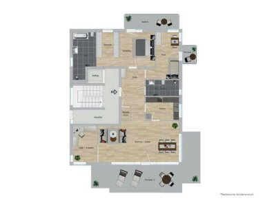 Großzügige 4-Zimmer-Wohnung im Erdgeschoss 2 Terrassen 1 Balkon