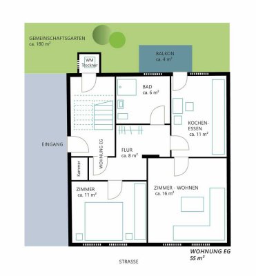 Komplett sanierte 2 - Zimmer - Erdgeschoss - Wohnung im Stadtteil Frauenberg