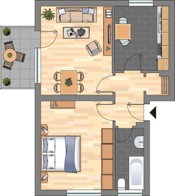 Ab Juli frei! 2-Zimmer-Wohnung in der City imm Angebot, mit Neuem Bad.