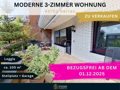 Helle 3-Zimmer-Eigentumswohnung mit Loggia, Garage und Gemeinschaftsgarten in Herten-Westerholt