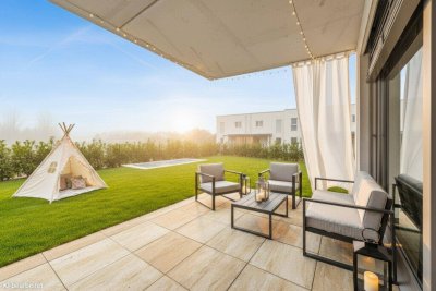 PROVISIONSFREI! Harmonisch konzipierte 4-Zimmer-Gartenwohnung | Auf einer Ebene | 2 Bäder, Schrankraum