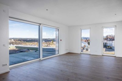 Wohnqualität mit großer Dachterrasse und Blick auf Kempten und die Alpen