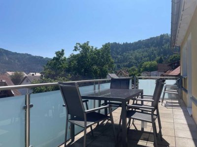 komplett möblierte 3-Zi.-DG-Whg. mit großer, sonniger Dachterrasse im Straßburger Hof