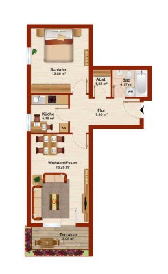 Helle & Moderne 2,5-Zimmer-Wohnung, extra Raum, Balkon, Küche, neues Bad & eigenem Wasch/Abstellraum
