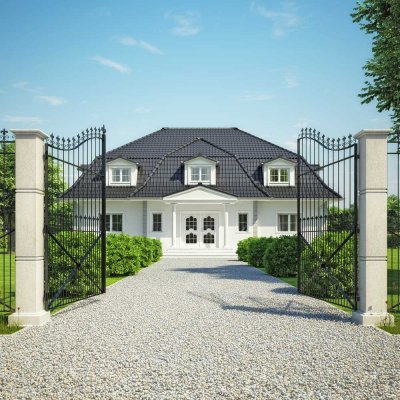 Landhausvilla auf einem unverbaubaren Grundstück mit Platz für Pool und Garagen