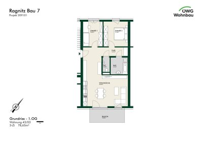 Erstbezug - Lichtdurchflutete 3-Zimmer-Wohnung im Obergeschoss mit Balkon - geförderte Miete - 3 Zimmer