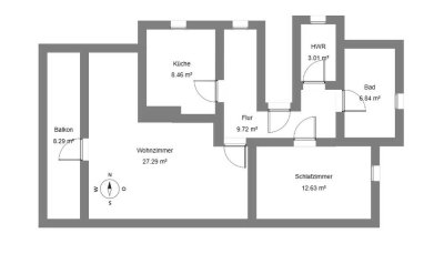 Geschmackvolle 2-Raum-Wohnung mit Balkon und EBK in Quickborn