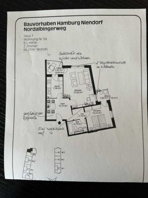 Geschmackvolle 2-Raum-Hochparterre-Wohnung mit geh. Innenausstattung mit EBK in Hamburg Niendorf