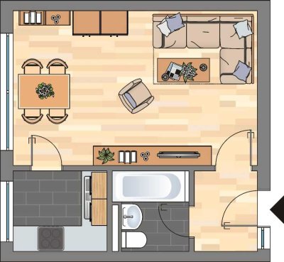 Zentral gelegen! Modernisierte 1-ZKB-Wohnung in der Börsenstraße zu vermieten!