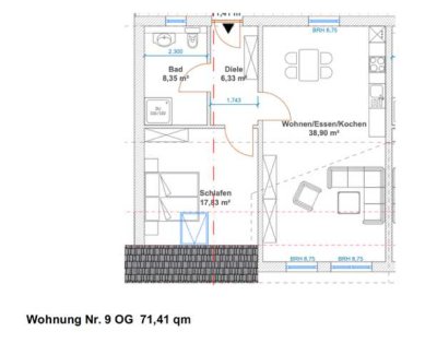 Erstbezug:Schöne 2-Zimmer-Dachgeschosswohnung-gehobener Innenausstattung-2000€ prämie für Küche inkl