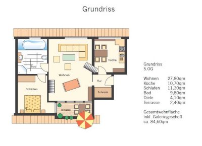 Einzigartige Dachgeschosswohnung mit Süd-/West-Dachterrasse in Bestlage von München